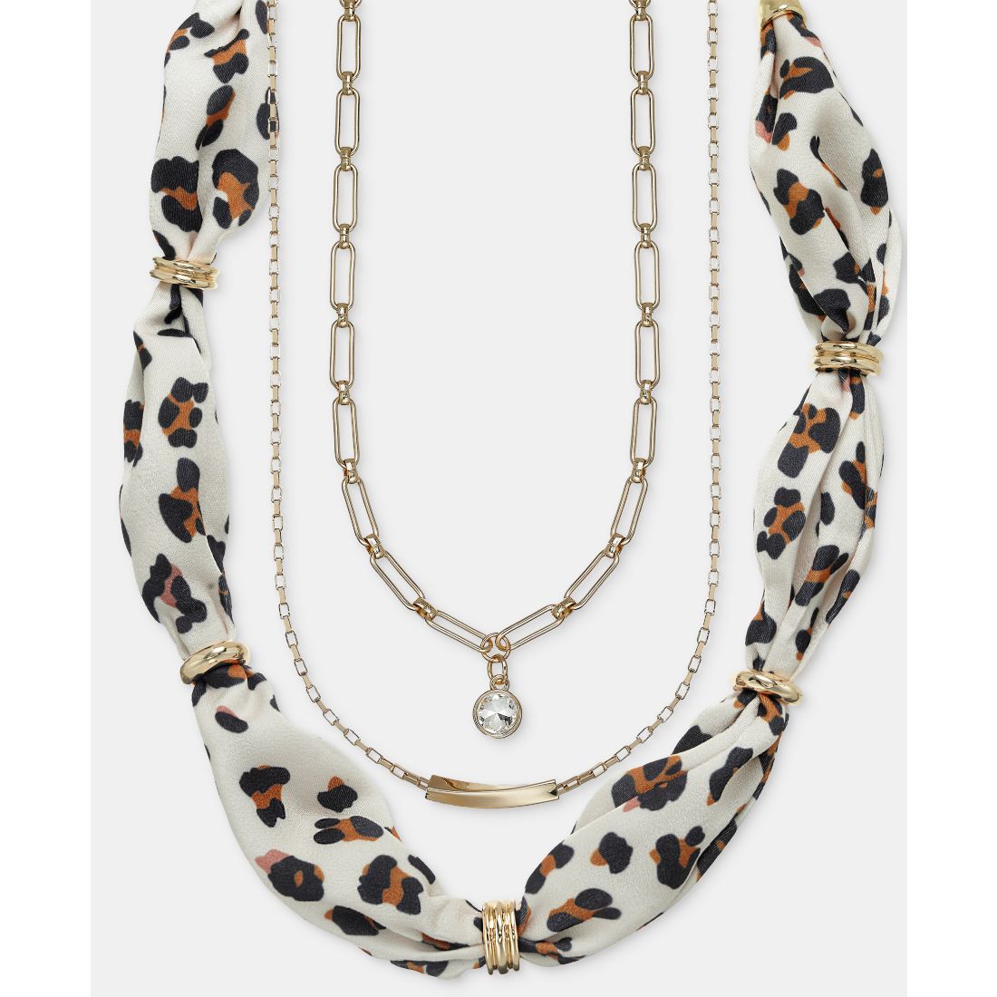 On 34th Leopard Scarf Three-Row Layered Necklace Set, Macy's Exclusive