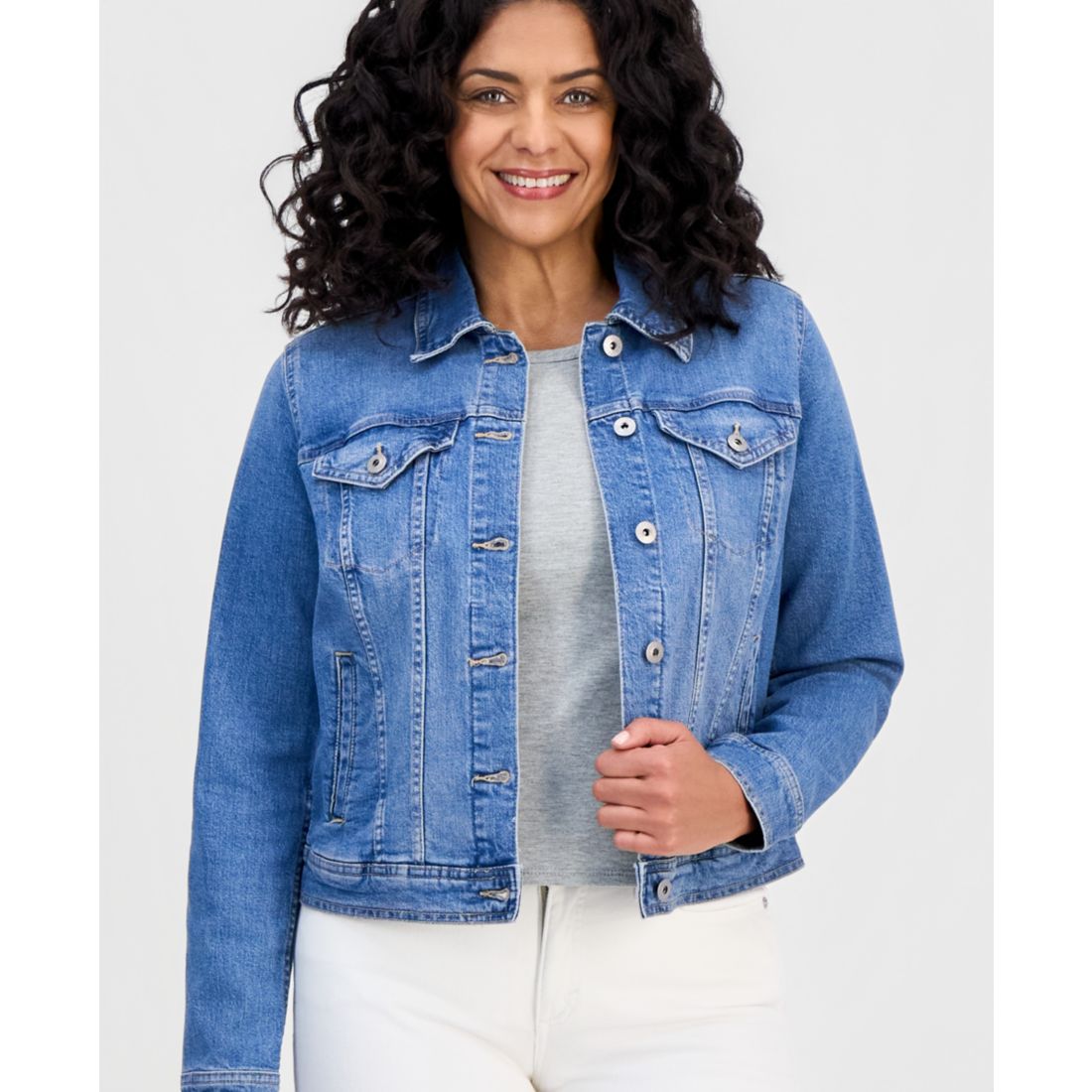 Style & Co Petite Classic Denim Trucker Jacket, Created for Macy's