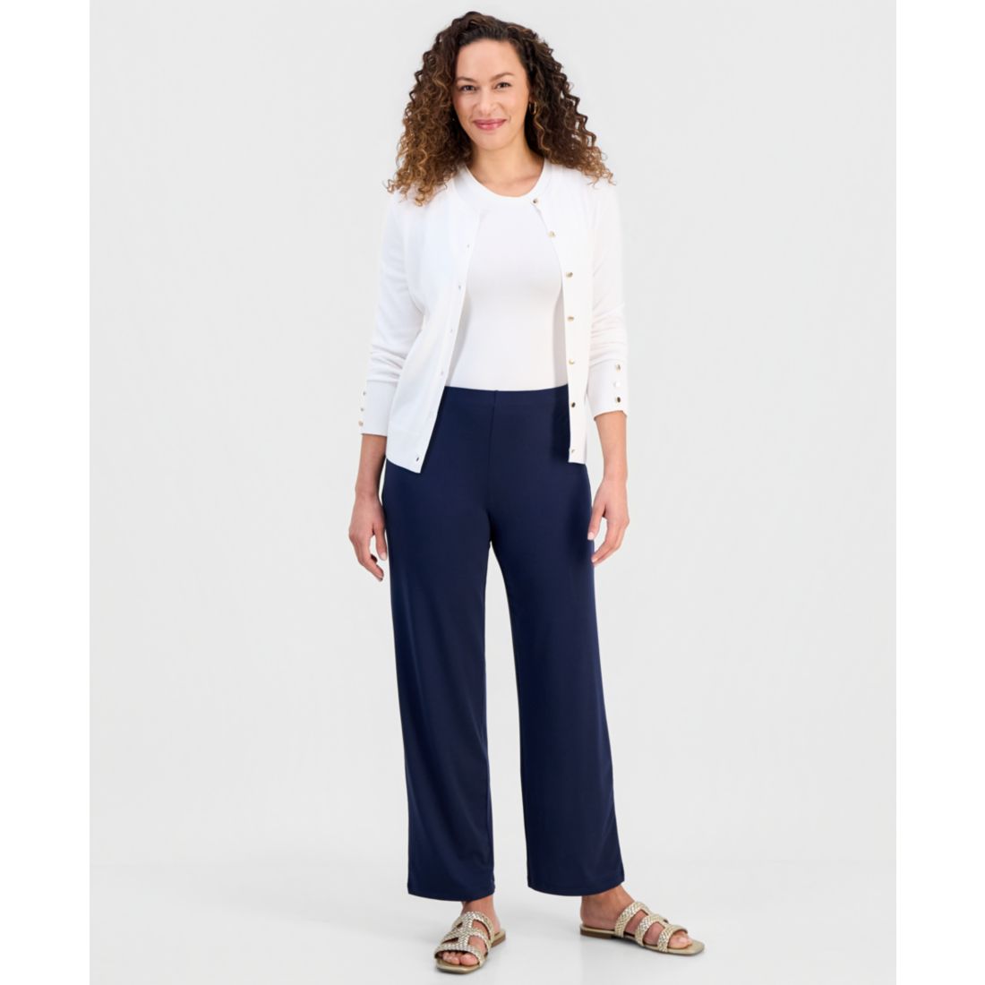 Jm Collection Petites Knit Wide-Leg Pull-On Pants, Petite & Petite Short, Created for Macy's
