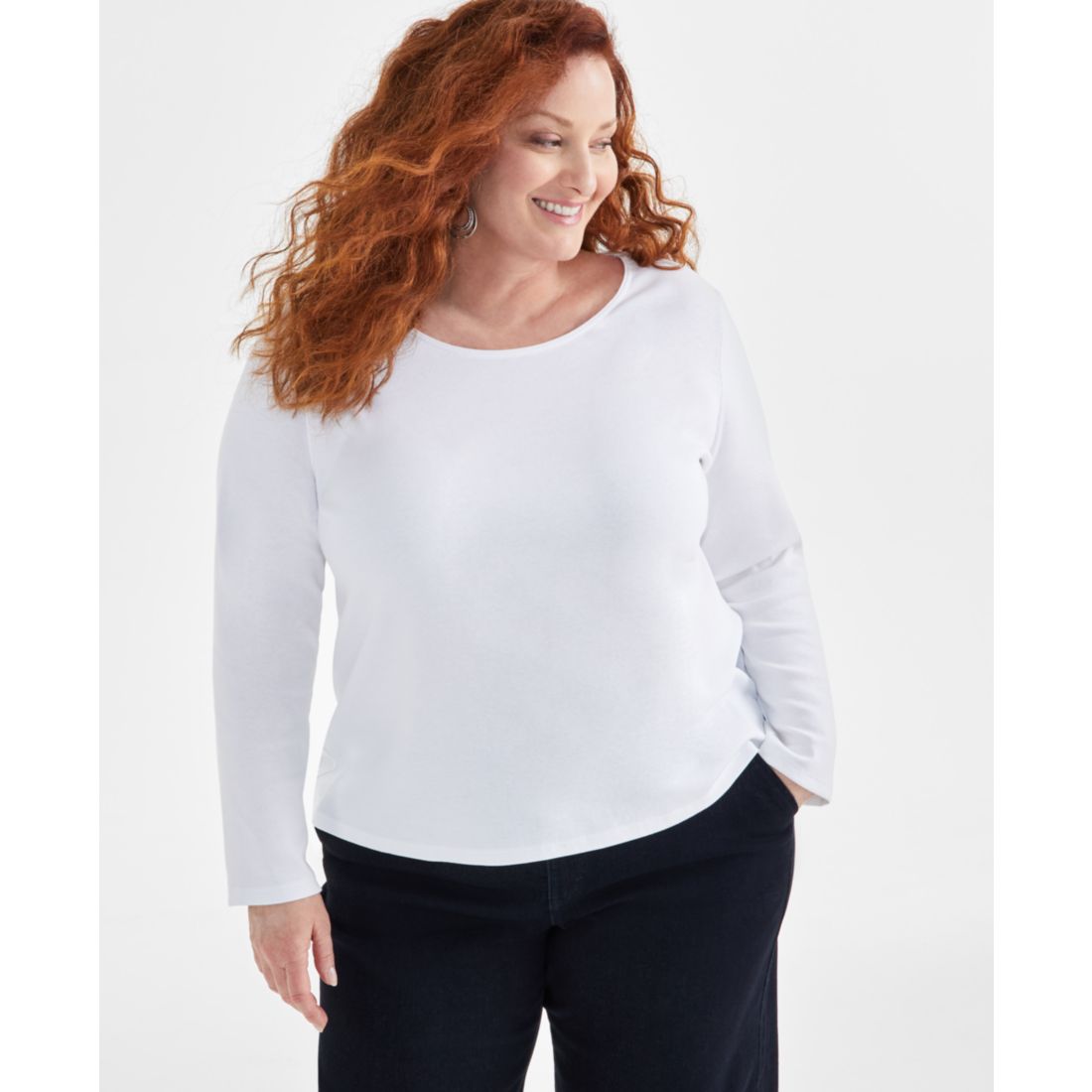 Style & Co Plus Size Scoop-Neck Long-Sleeve Top, Exclusively for Macy's