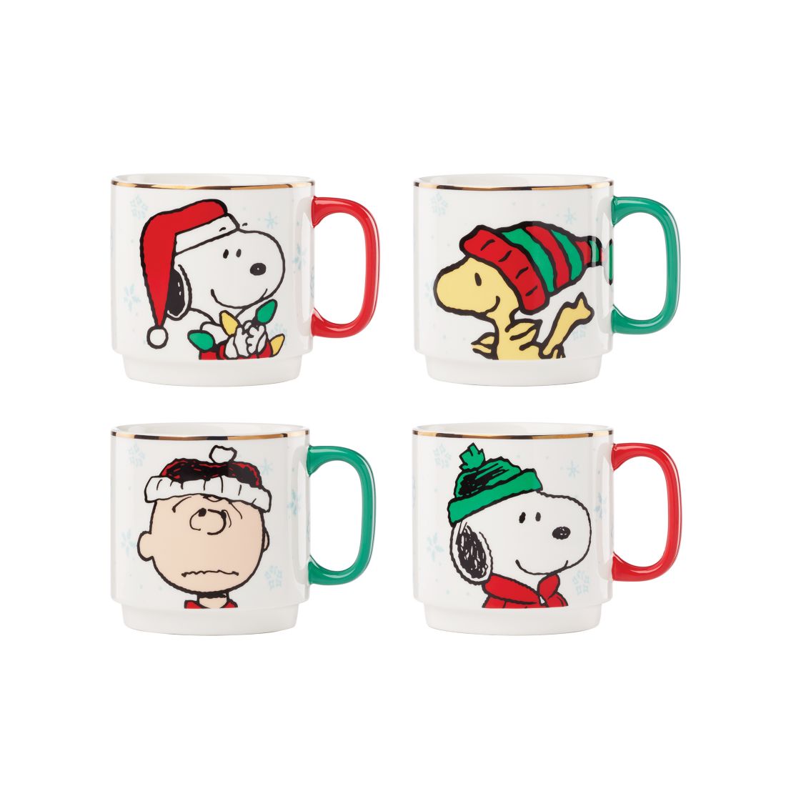 Lenox Snoopy Christmas Stackable Mugs, Set of 4