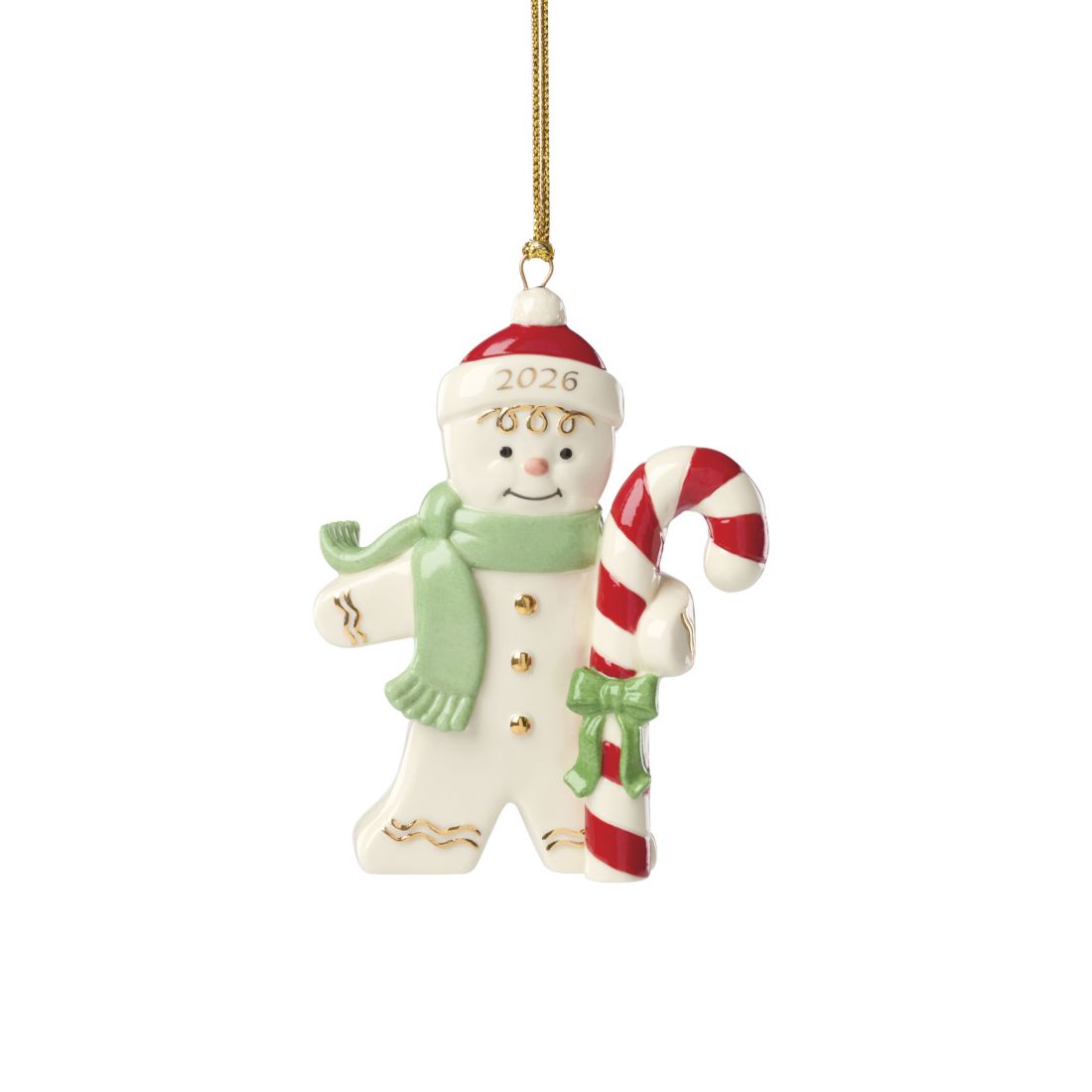 Lenox 2026 Gingerbread with Candy Cane Ornament