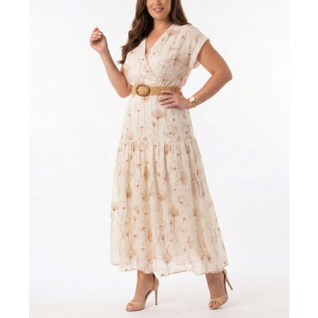 Taylor Plus Size V-Neck A-Line Maxi Dress