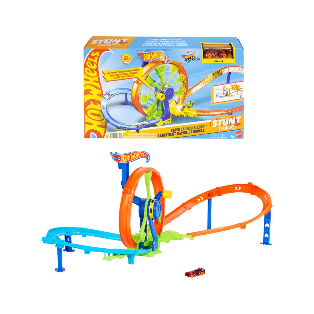 Hot Wheels 1:64 Scale Rapid Launch & Loop Crash & Track Set Playset