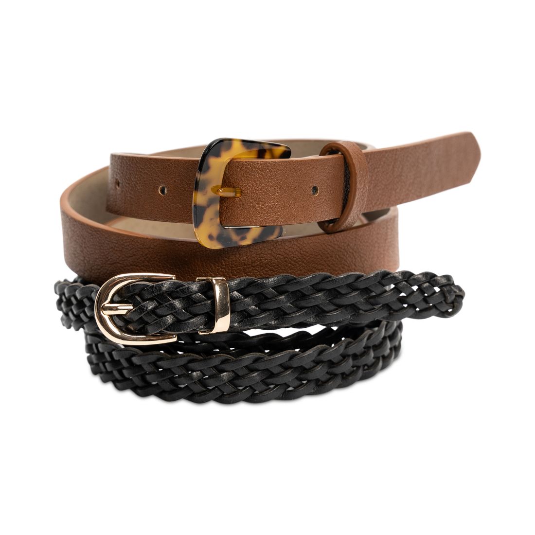 Giani Bernini Women's 2-Pk. Solid & Braided Belt Set