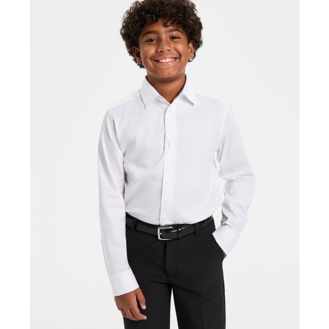 Tommy Hilfiger Big Boys Long Sleeve Stretch Solid Twill Shirt