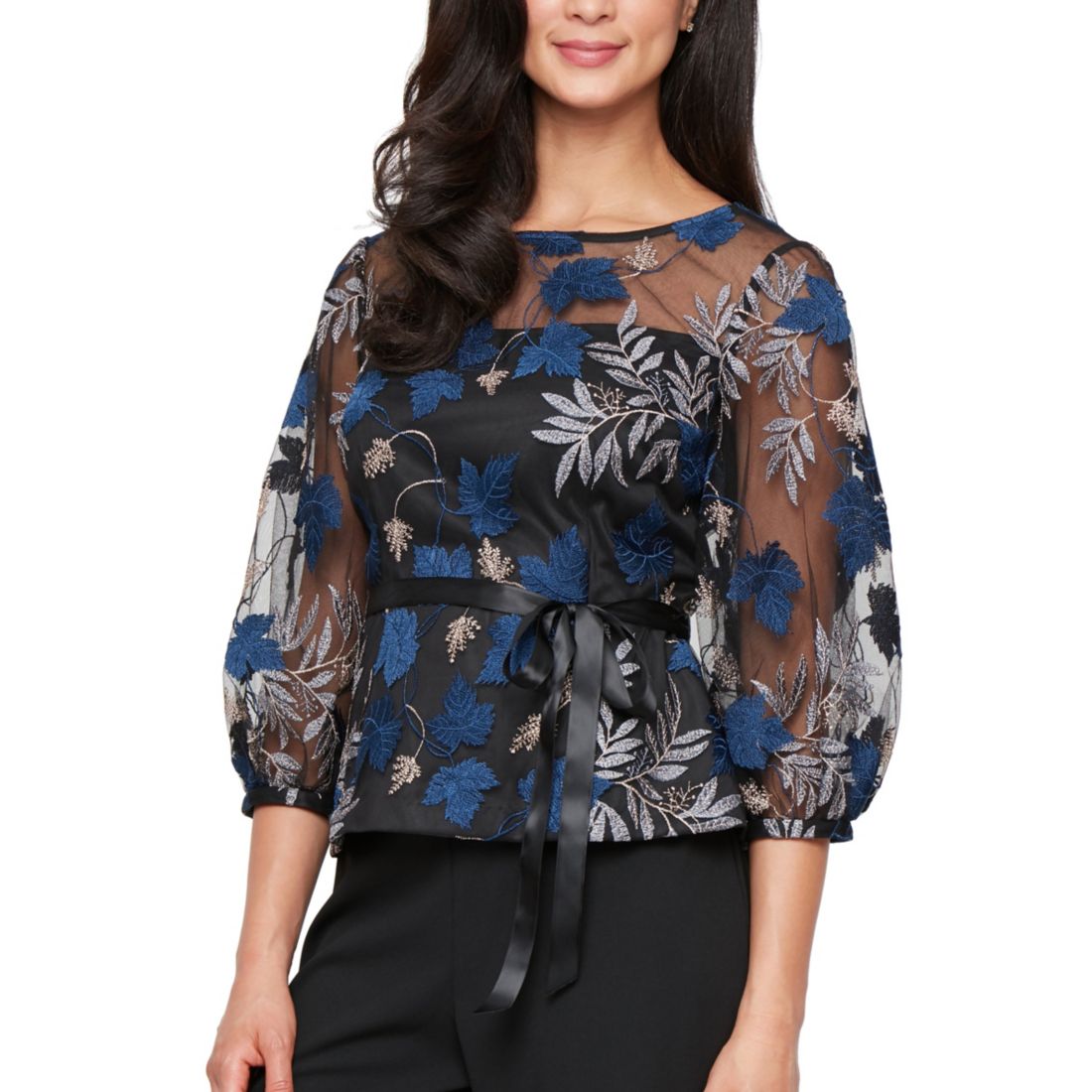 Alex Evenings Petite Embroidered Blouse