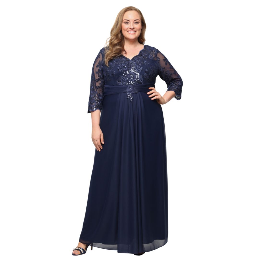 Alex Evenings Plus Size V-Neck Pull-On Dress