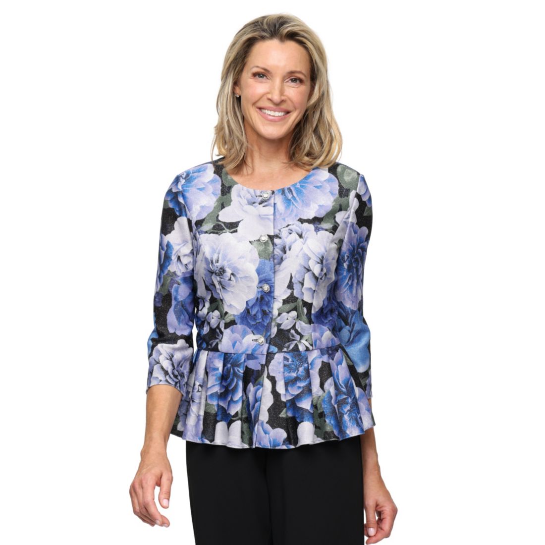 Alex Evenings Women's Printed Peplum Top