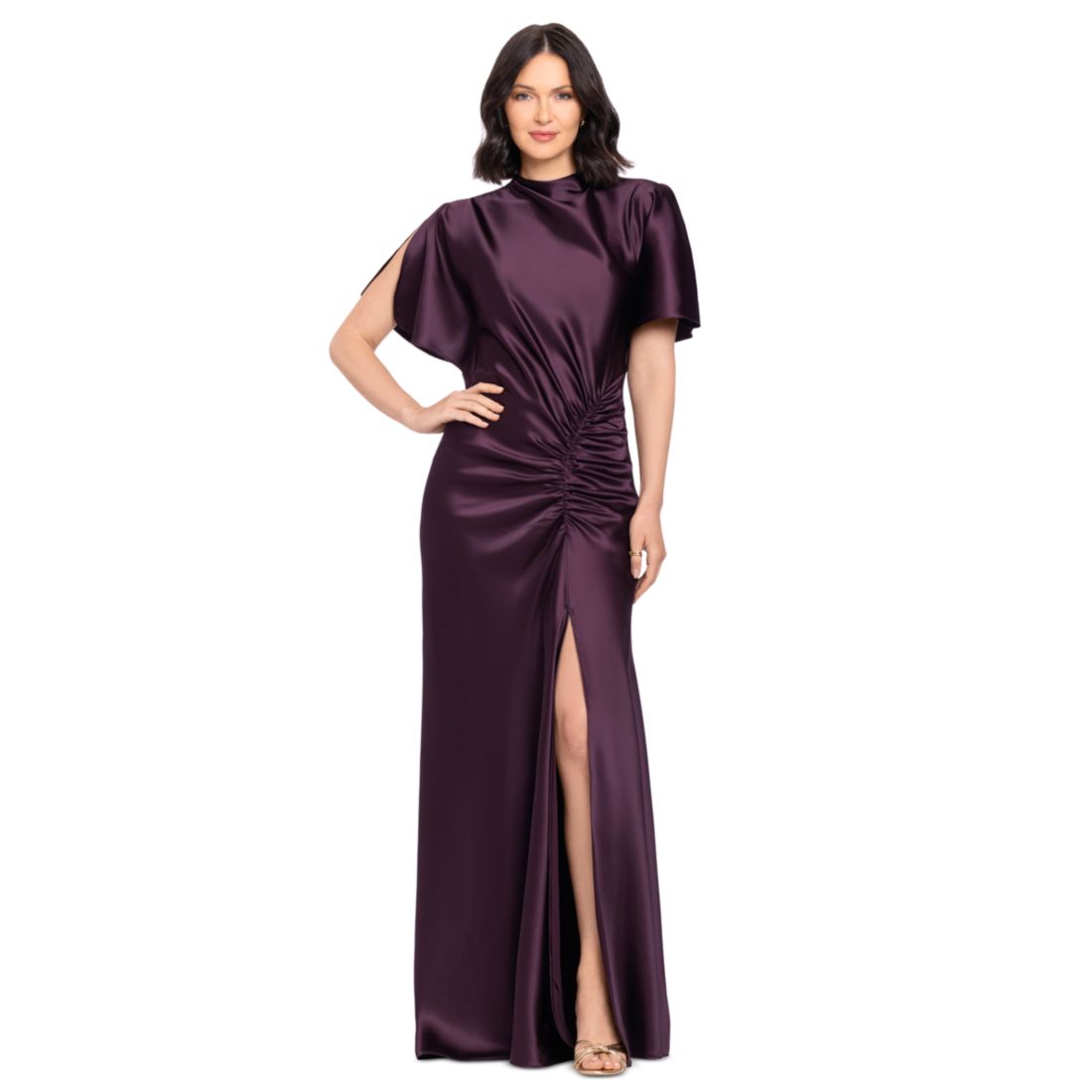 Betsy & Adam Women's Flutter-Sleeve Gown
