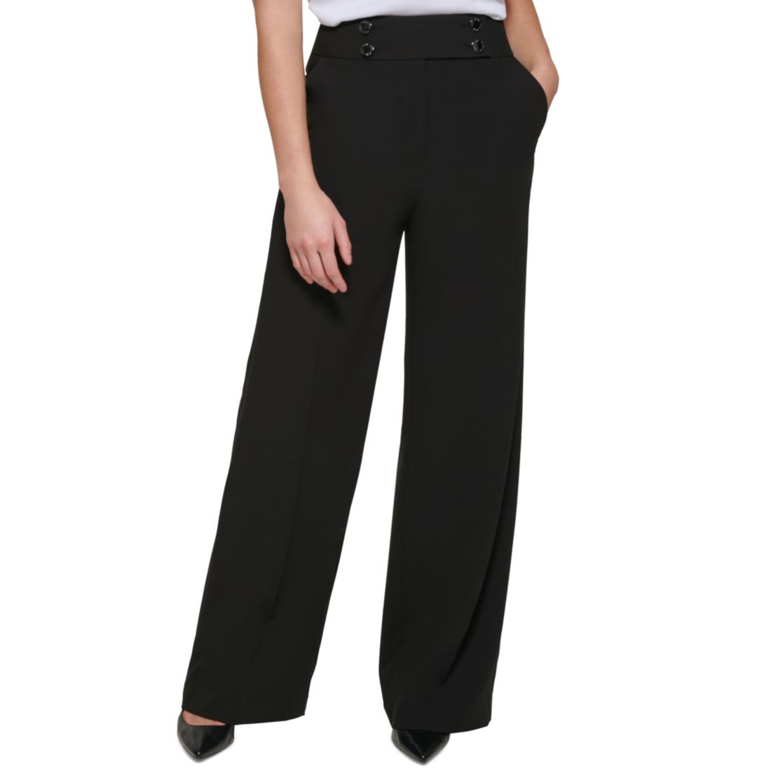 Calvin Klein Women's Whitney Button Front Wide Leg Pants