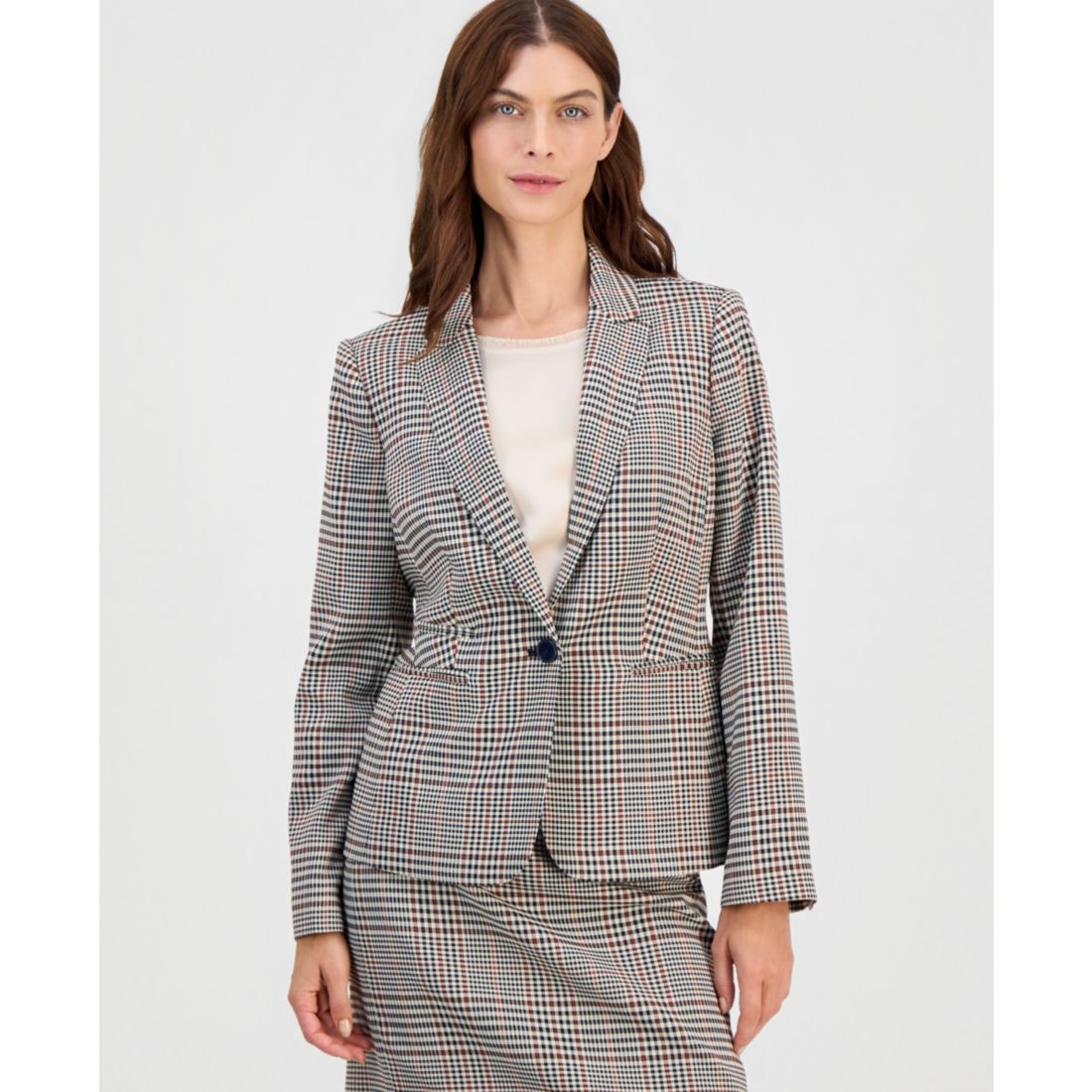 Tahari Asl Women's Single-Button Plaid Blazer