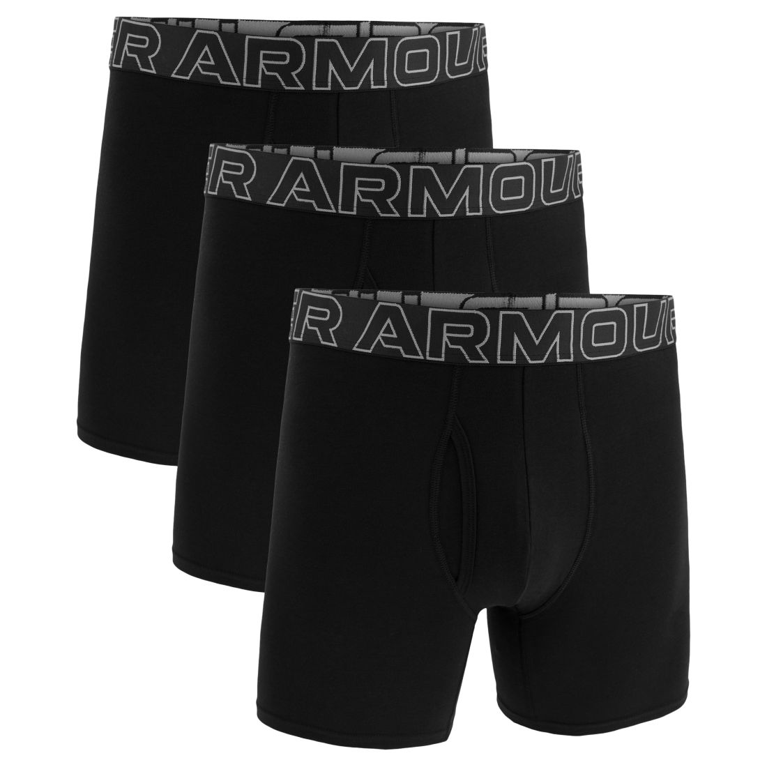 Under Armour Men's 3-Pack Cotton Performance Solid 6" Boxer Briefs