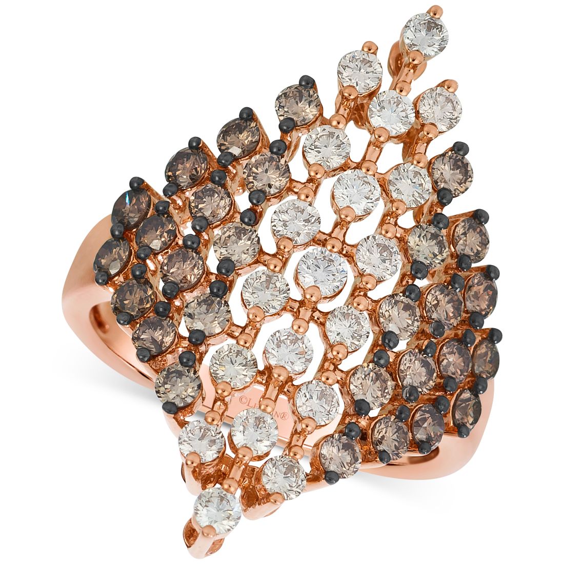 Le Vian Chocolate Ombre Diamond Openwork Cluster Statement Ring (2 ct. t.w.) in 14k Rose Gold