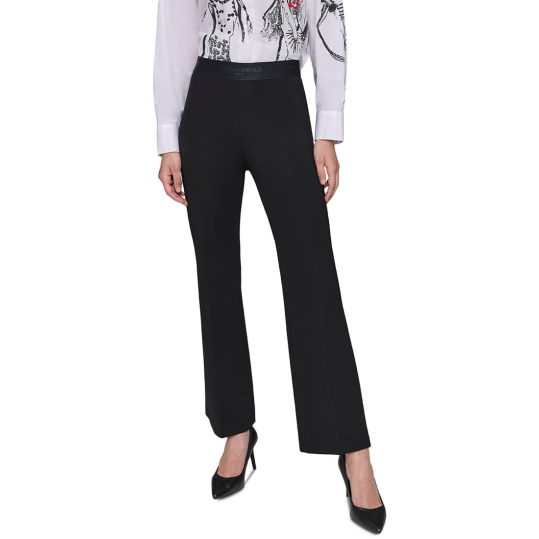 Karl Lagerfeld Paris Women's Pull-On Boot-Cut Pants