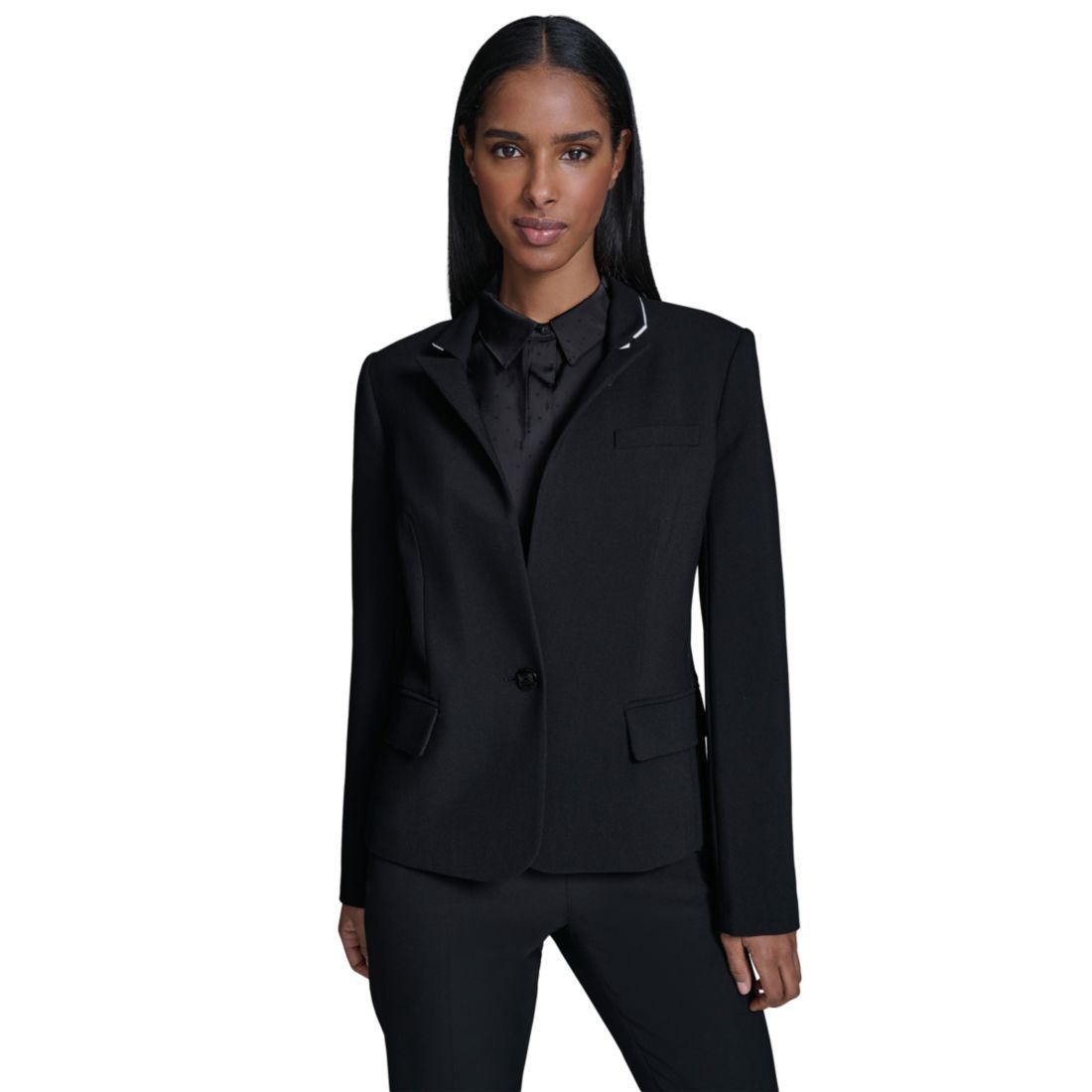 Karl Lagerfeld Paris Karl Lagerfeld Women's Reverse Lapel One Button Blazer
