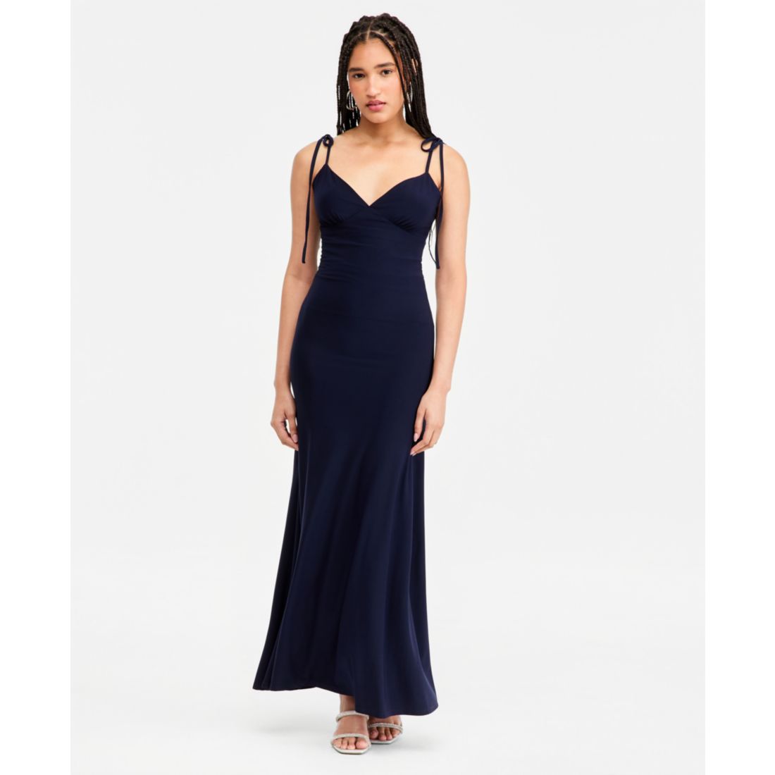 Jump Juniors' Shirred-Back Tie-Strap Long Dress