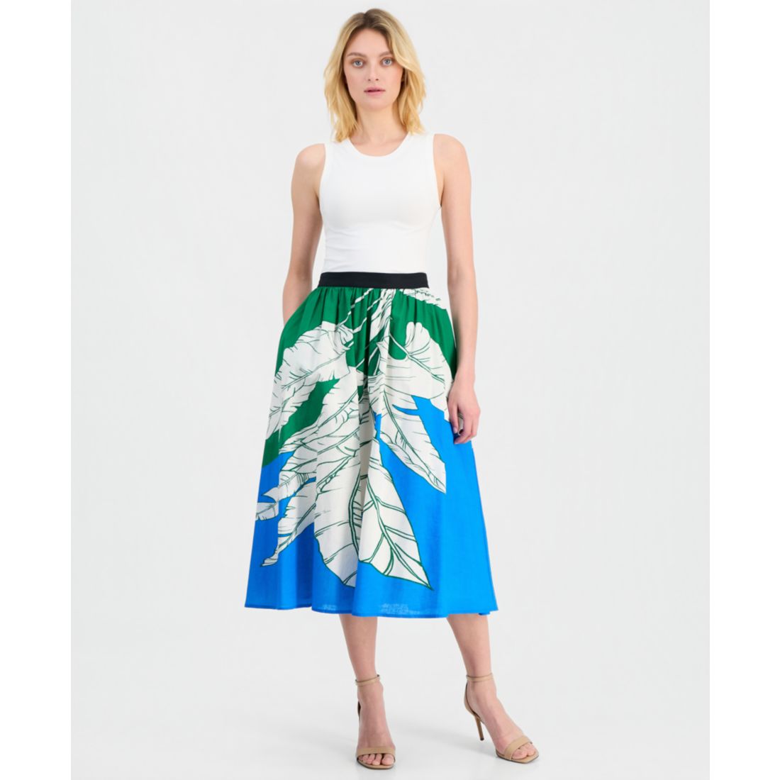 T Tahari Women's Full Pull-On Elastic Midi Skirt