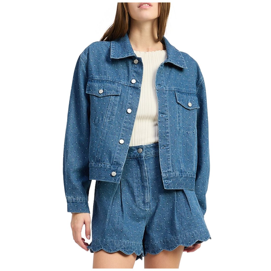 En Saison Women's Heidi Collared Denim Jacket