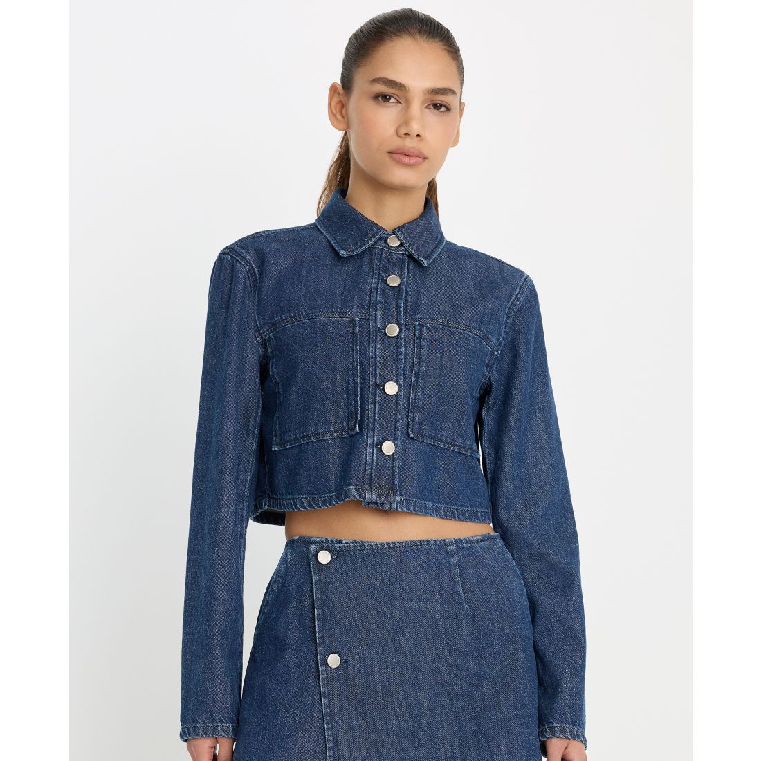 Good American Women's Denim Cropped Jacket, Regular & Plus Size