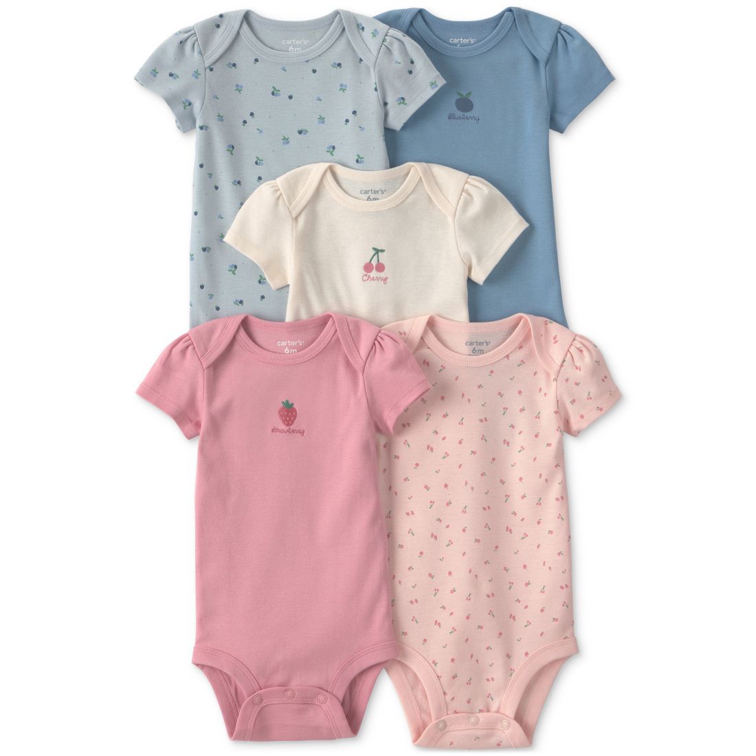 Carter's Baby Girls' Fruit Print Short-Sleeve Bodysuits, 5-Pack