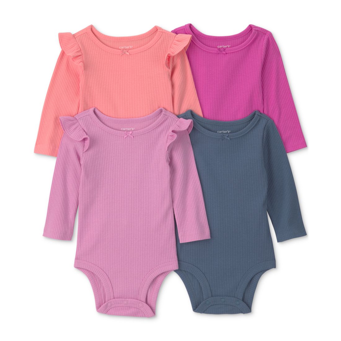Carter's Baby Girls' Bow Long-Sleeve Bodysuits, 4-Pack