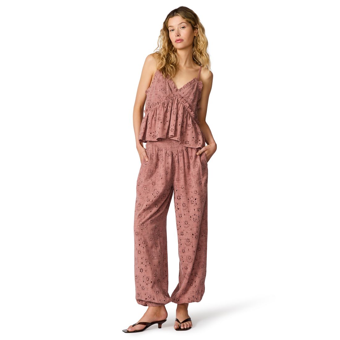 Steve Madden Women's Tillie Eyelet Pull-On Ankle Pants