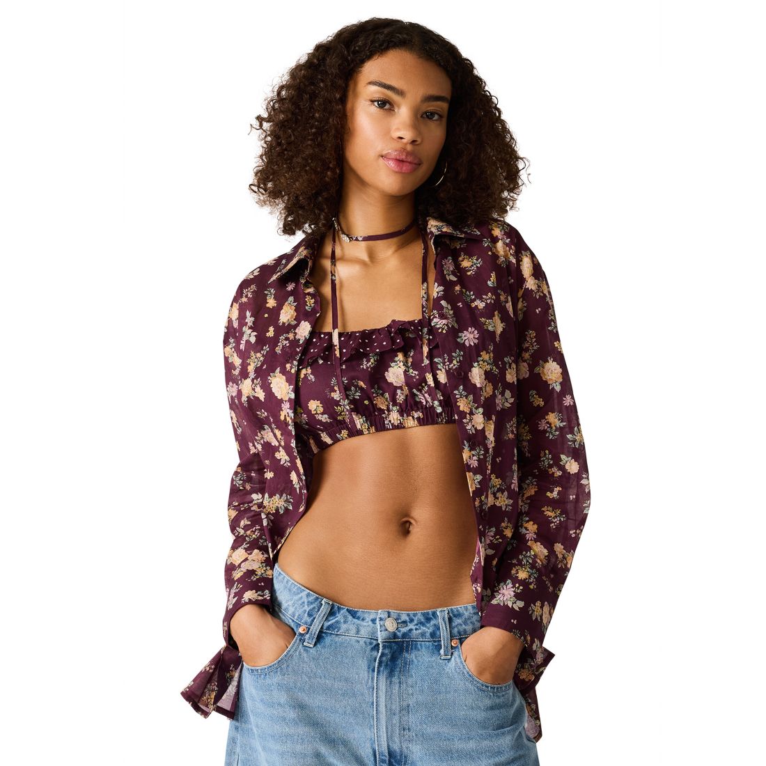 Steve Madden Women's Bennete Collared Printed Top