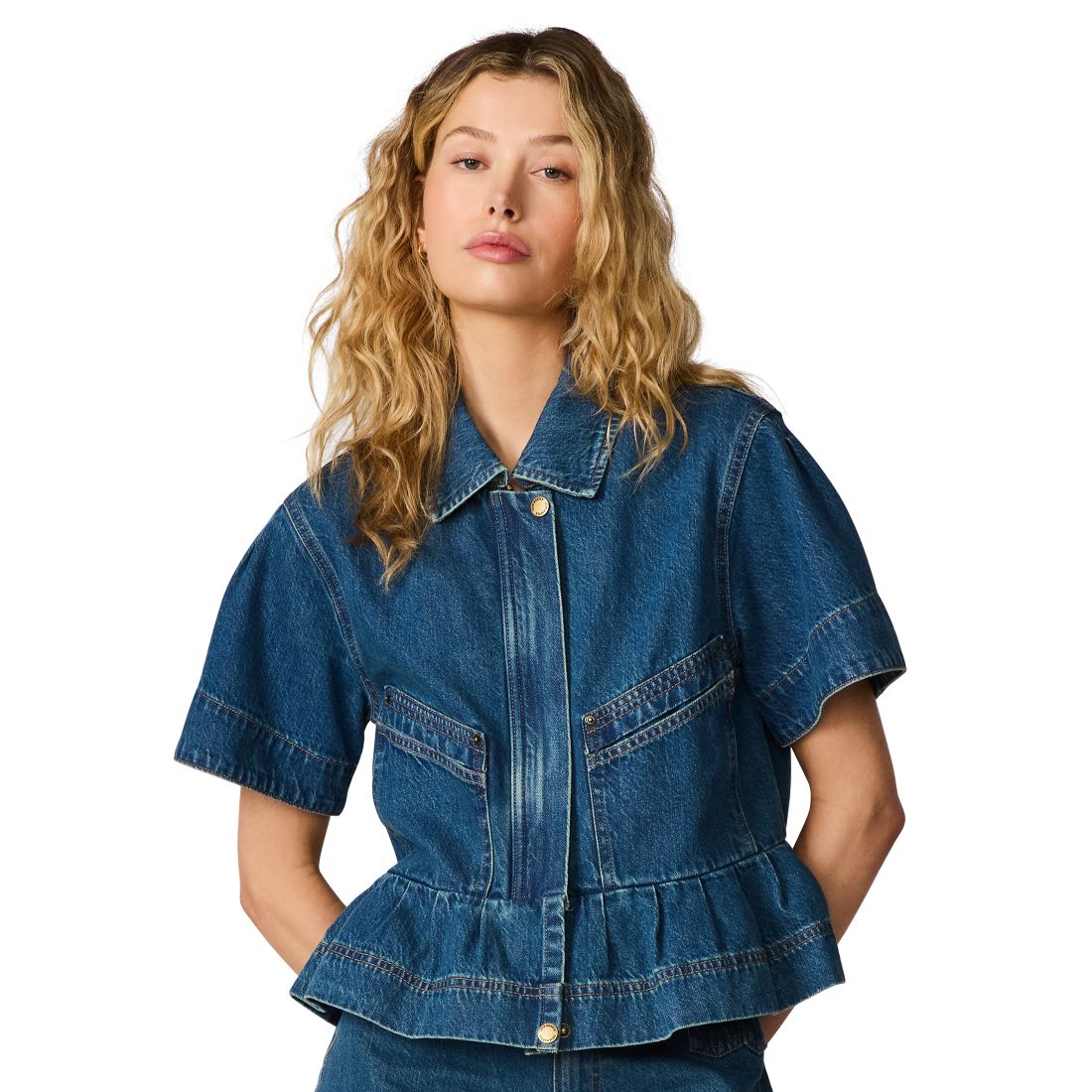 Steve Madden Women's Haezel Collared Denim Jacket