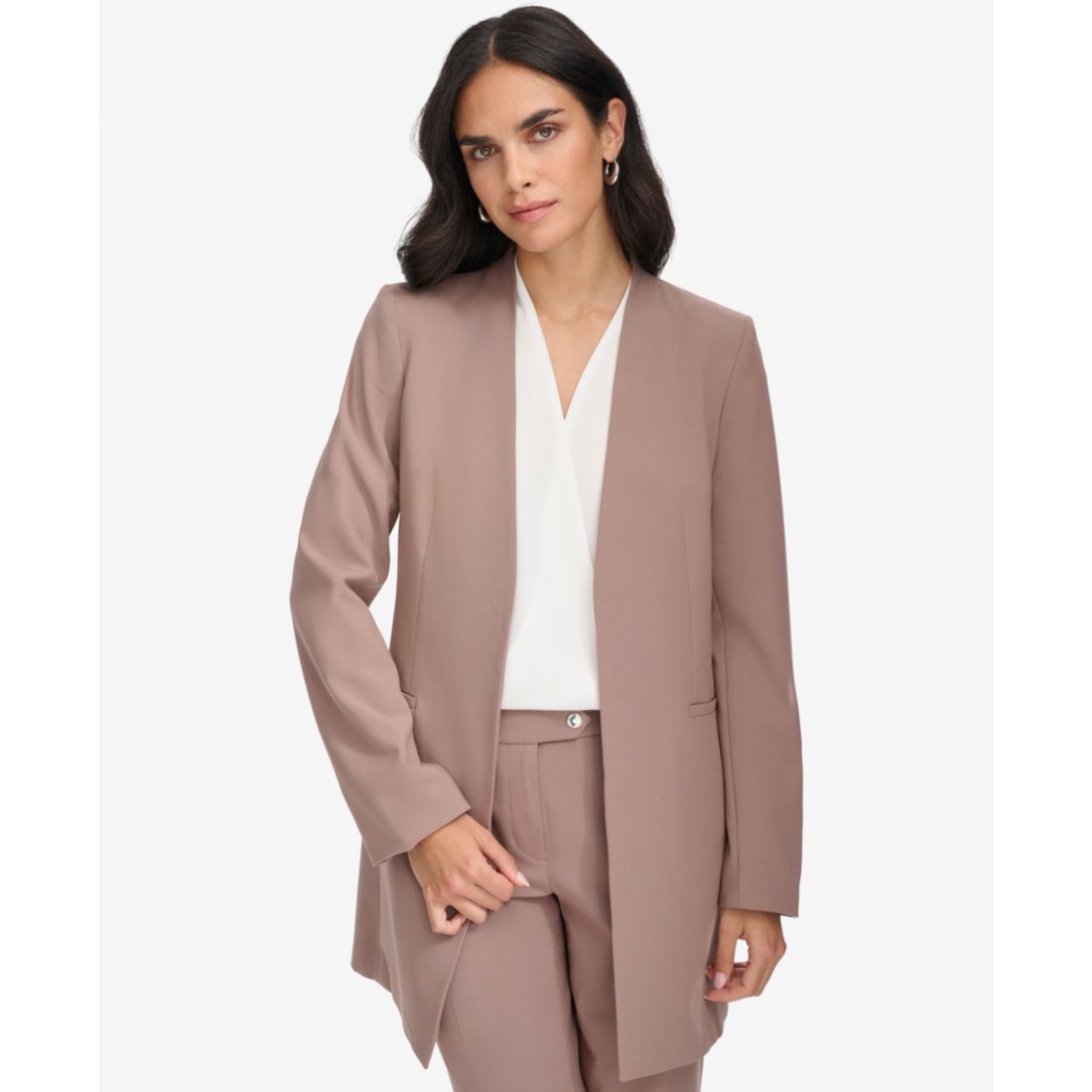 Calvin Klein Women's Roll Sleeve Open Front Blazer