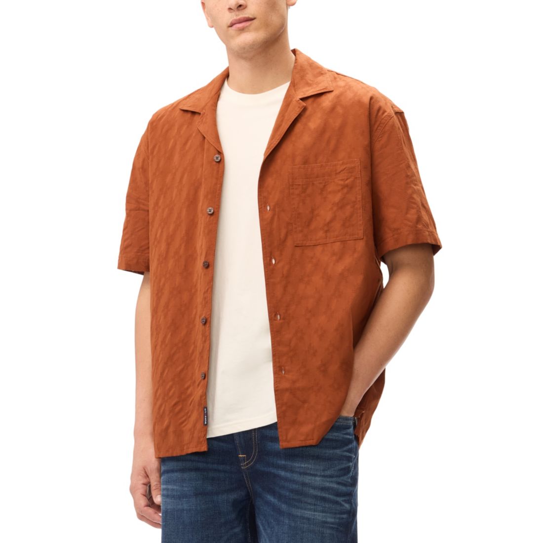 Buffalo David Bitton Men's Textured Pattern Short-Sleeves Shirt