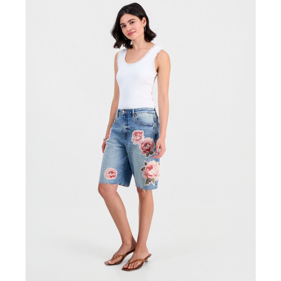 And Now This Women's Floral Patchwork Jorts, Macy's Exclusive
