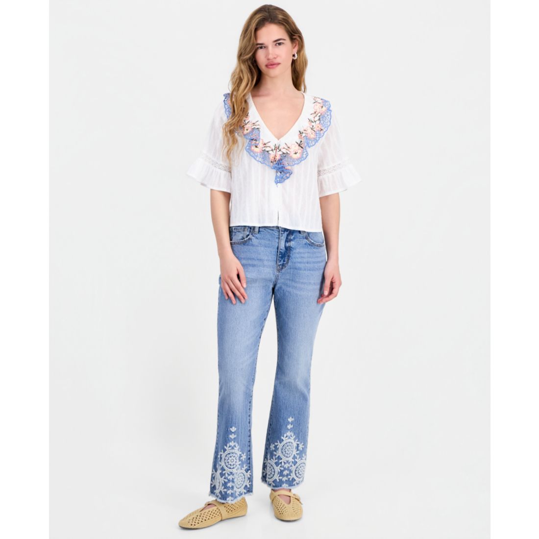 And Now This Petite Embroidered Bootcut Jeans, Macy's Exclusive