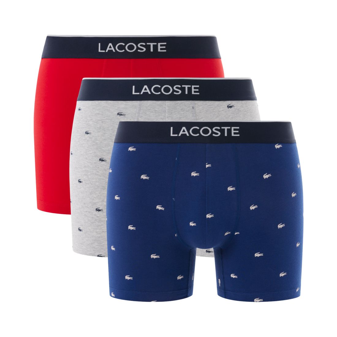 Lacoste Men's 3-Pack Regular-Fit Stretch Mini-Croc Boxer Briefs