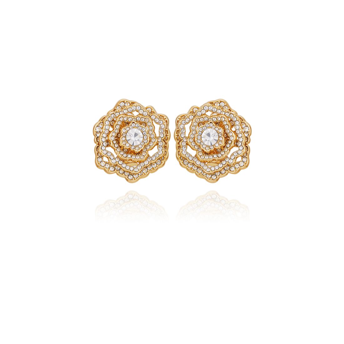 Guess Glass Stone Floral Stud Earrings