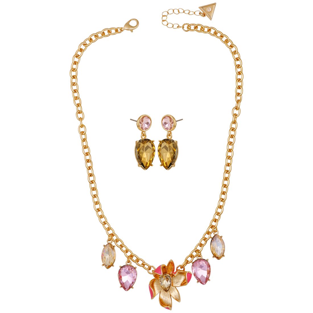 Guess 2-Pc. Gold-Tone Crystal Stone Accent Necklace and Earrings Set