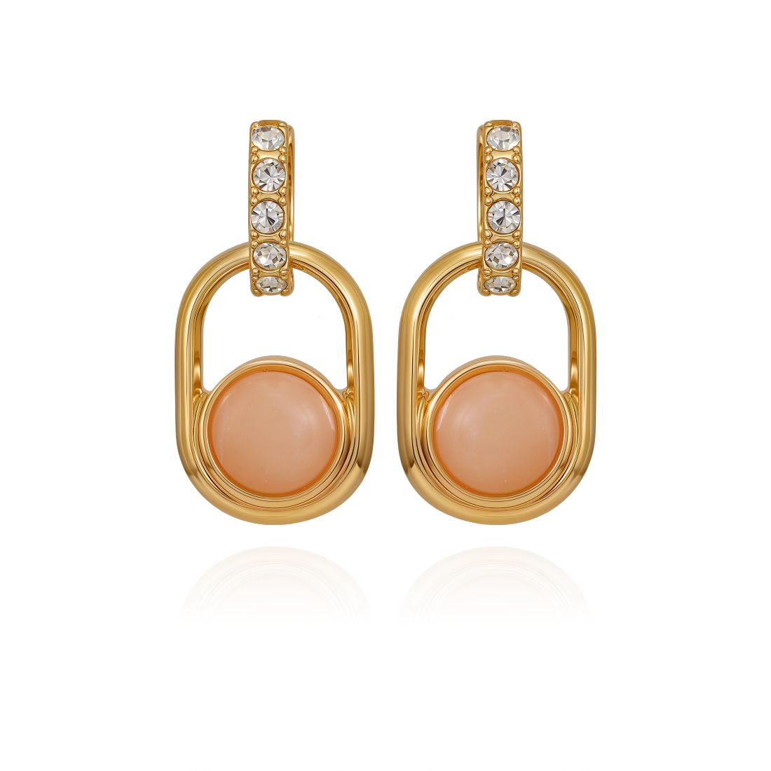 Guess Gold-Tone Rose Stone Linear Drop Earrings