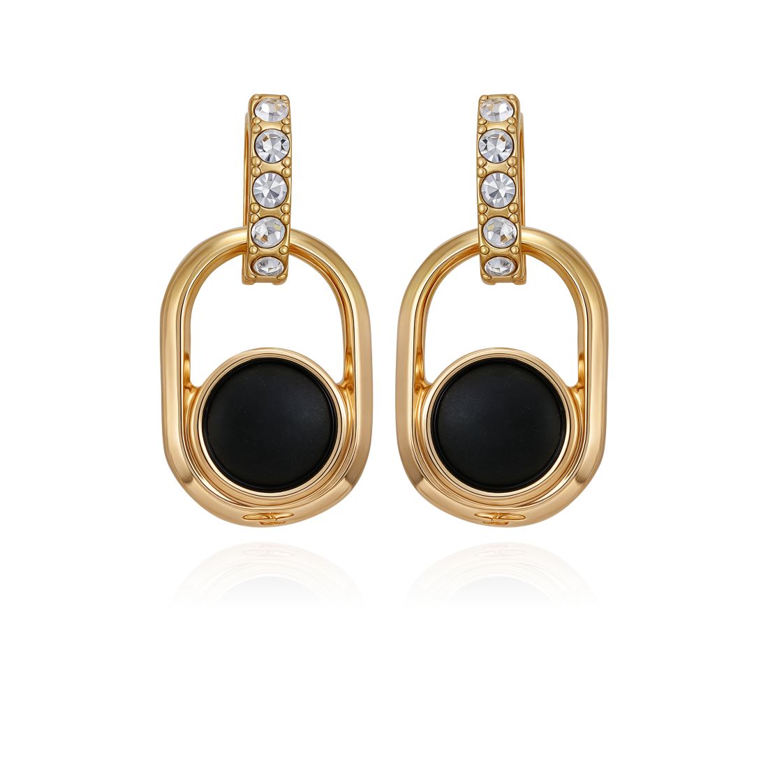 Guess Gold-Tone Black Stone Linear Drop Earrings