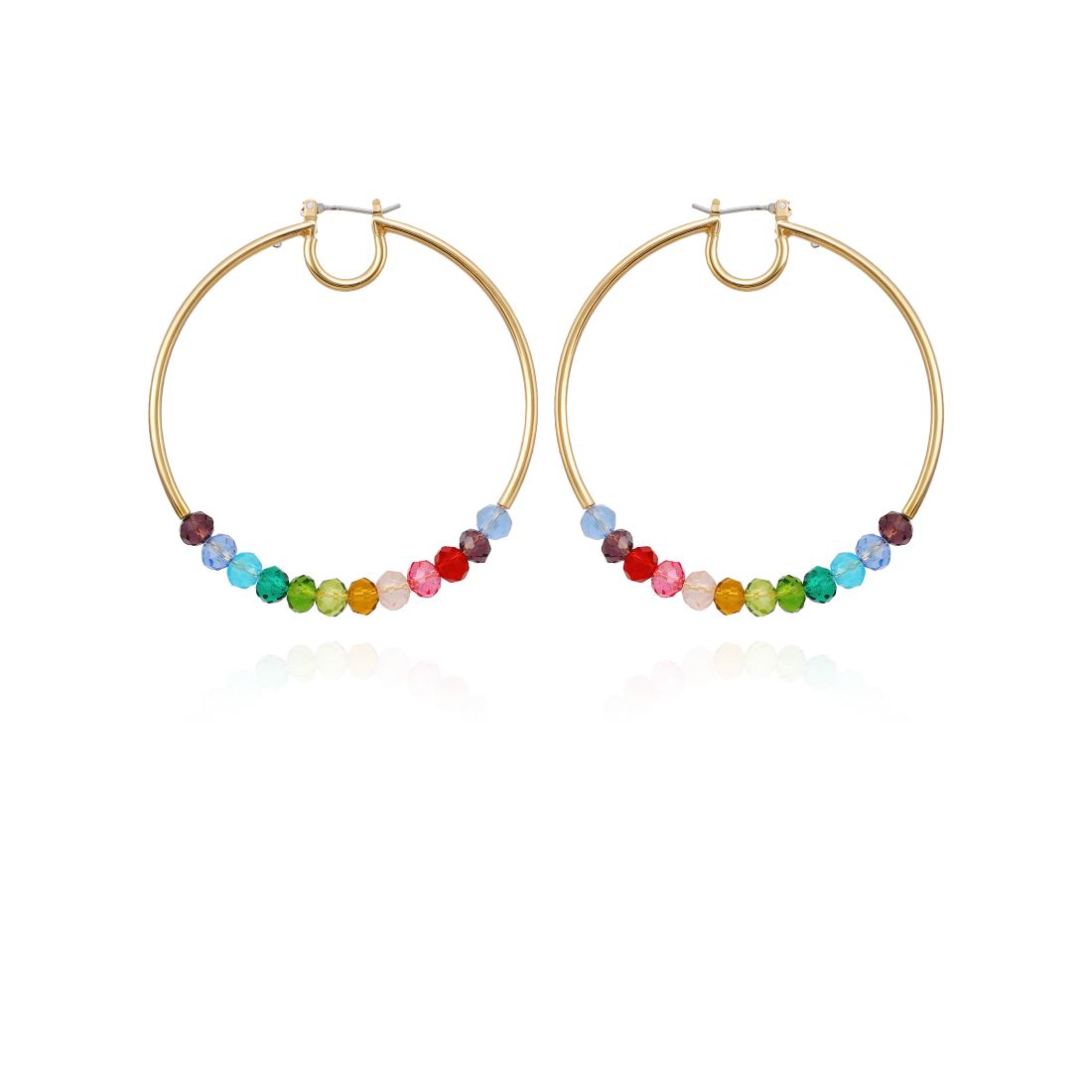 Guess Multi-Colored Beaded Hoop Earrings