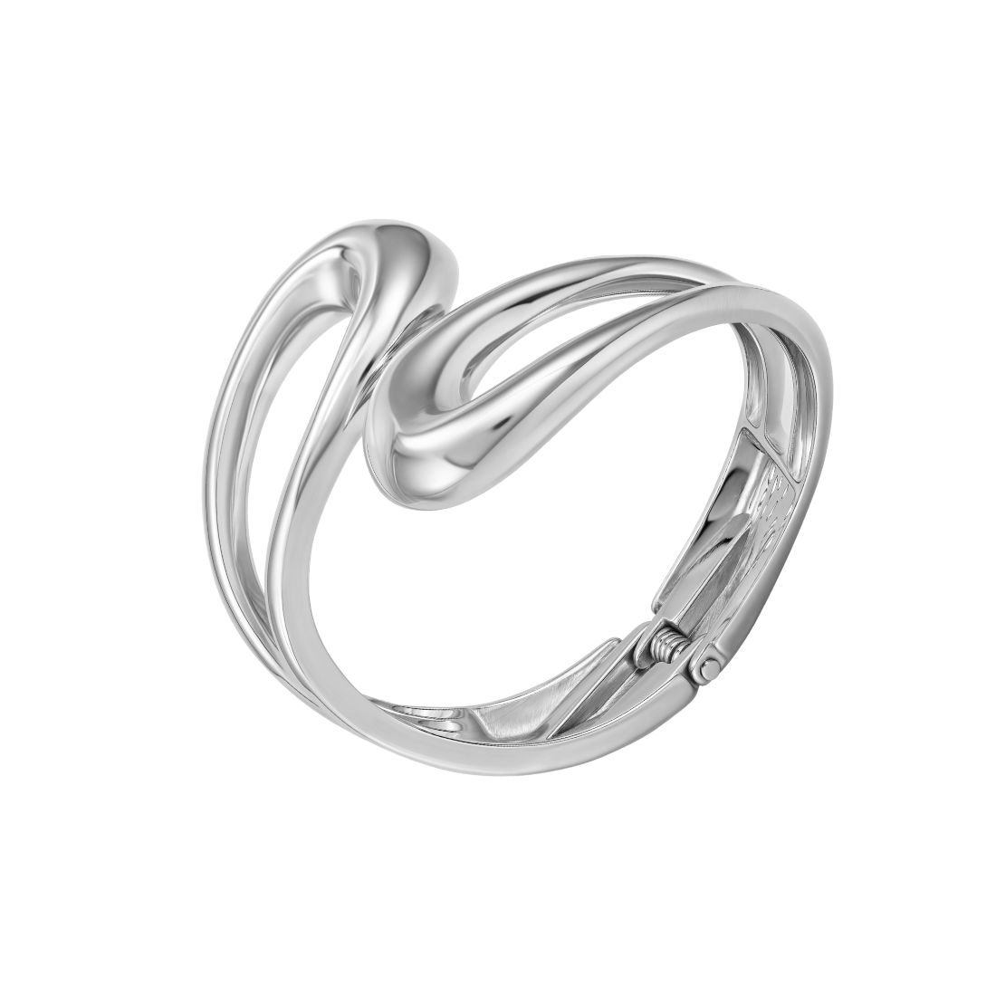 Guess Silver-Tone Hinge Bangle Bracelet