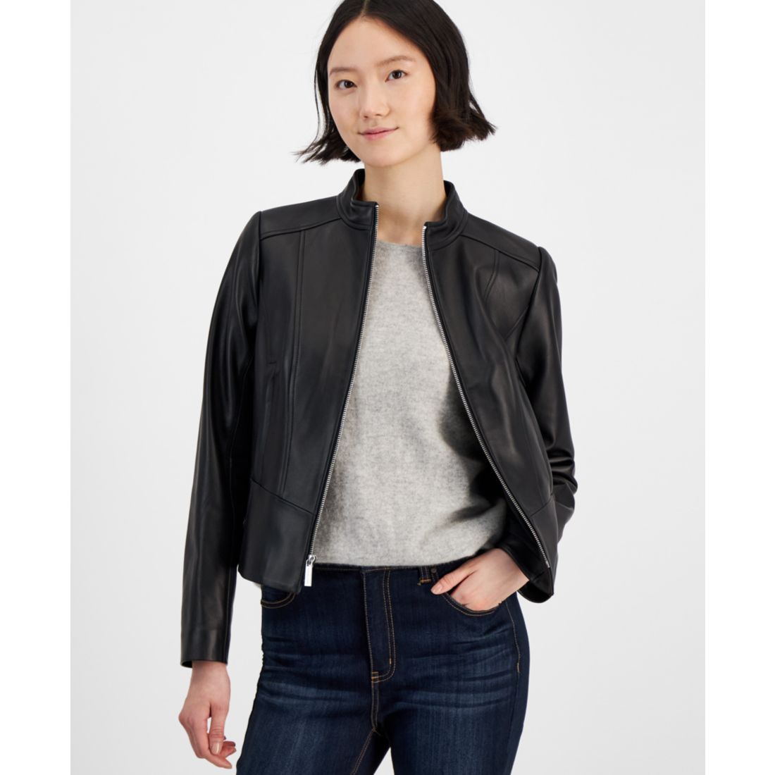 Michael Kors Michael Michael Kors Women's Zip-Front Leather Jacket