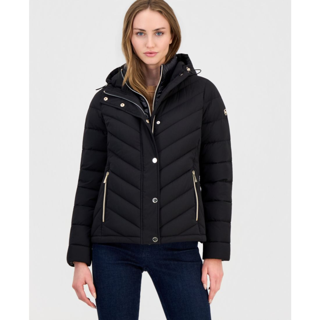 Michael Kors Women's Hooded Bibbed Packable Puffer Coat