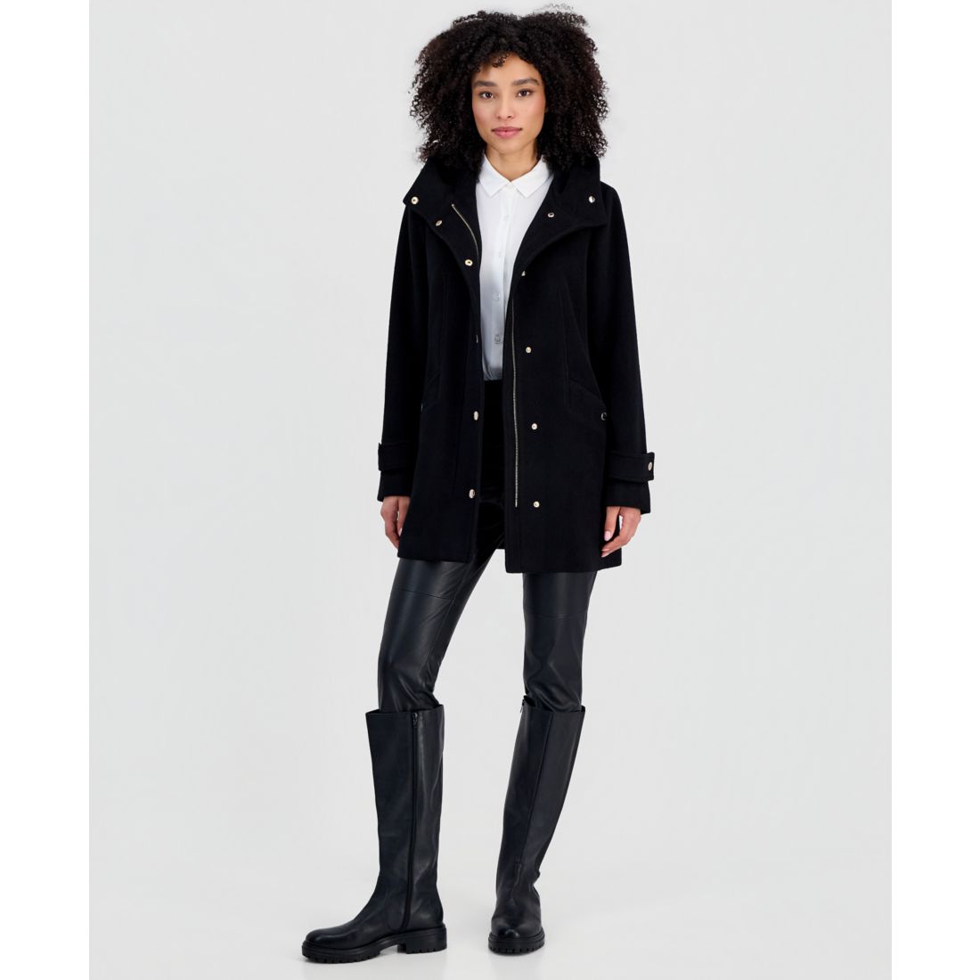 Michael Kors Michael Michael Kors Women's Hooded Button-Front Coat, Created for Macy's