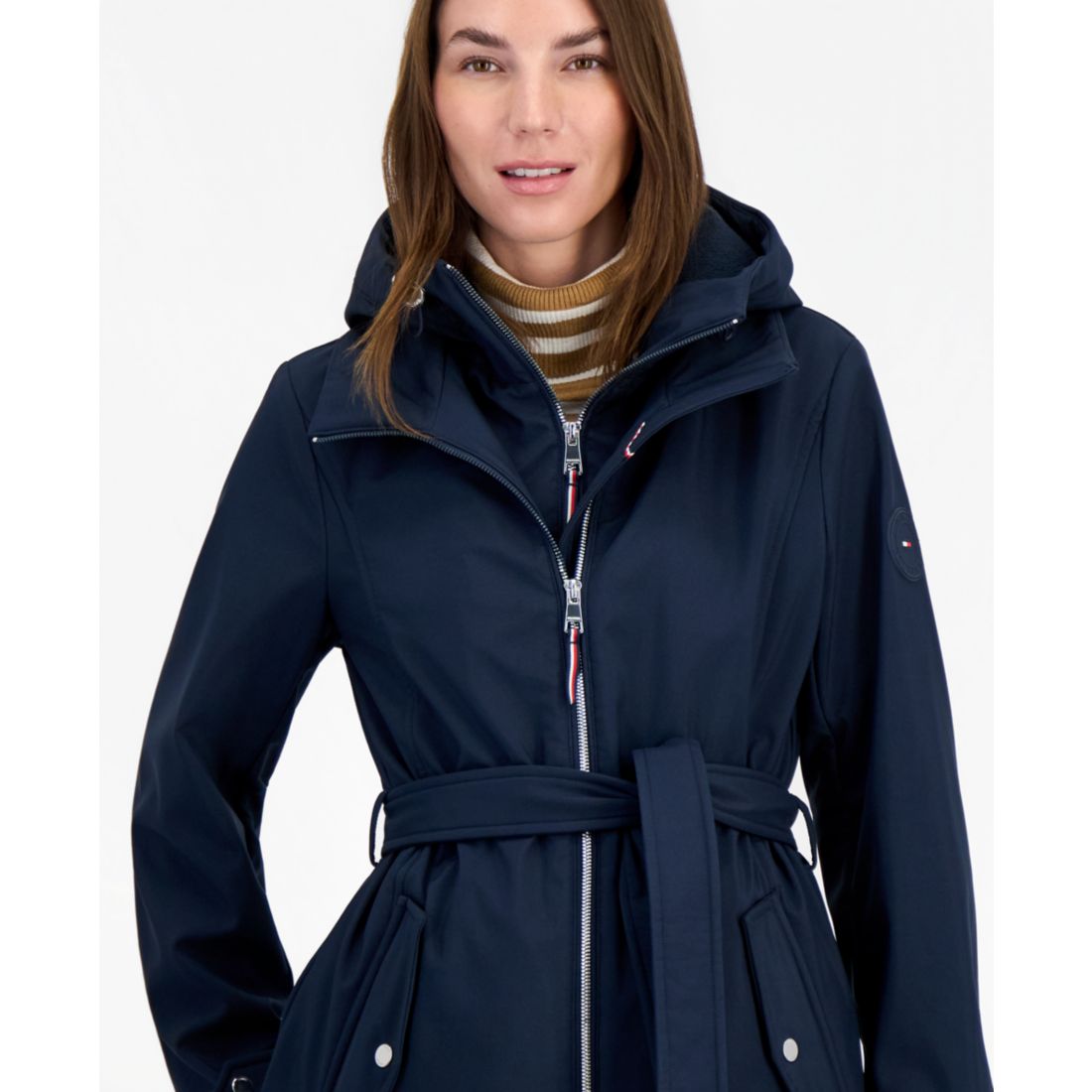 Tommy Hilfiger Women's Hooded Belted Softshell Coat, Created for Macy's