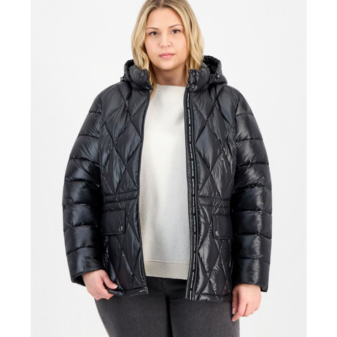 Michael Kors Plus Size Hooded Packable Puffer Coat