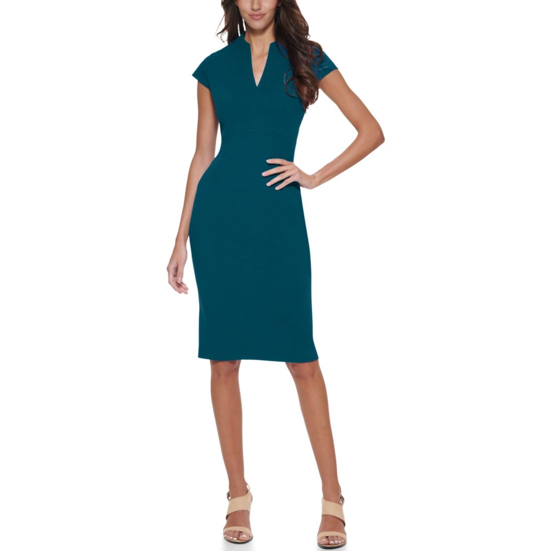 Calvin Klein Petite Split V-Neck Sheath Dress