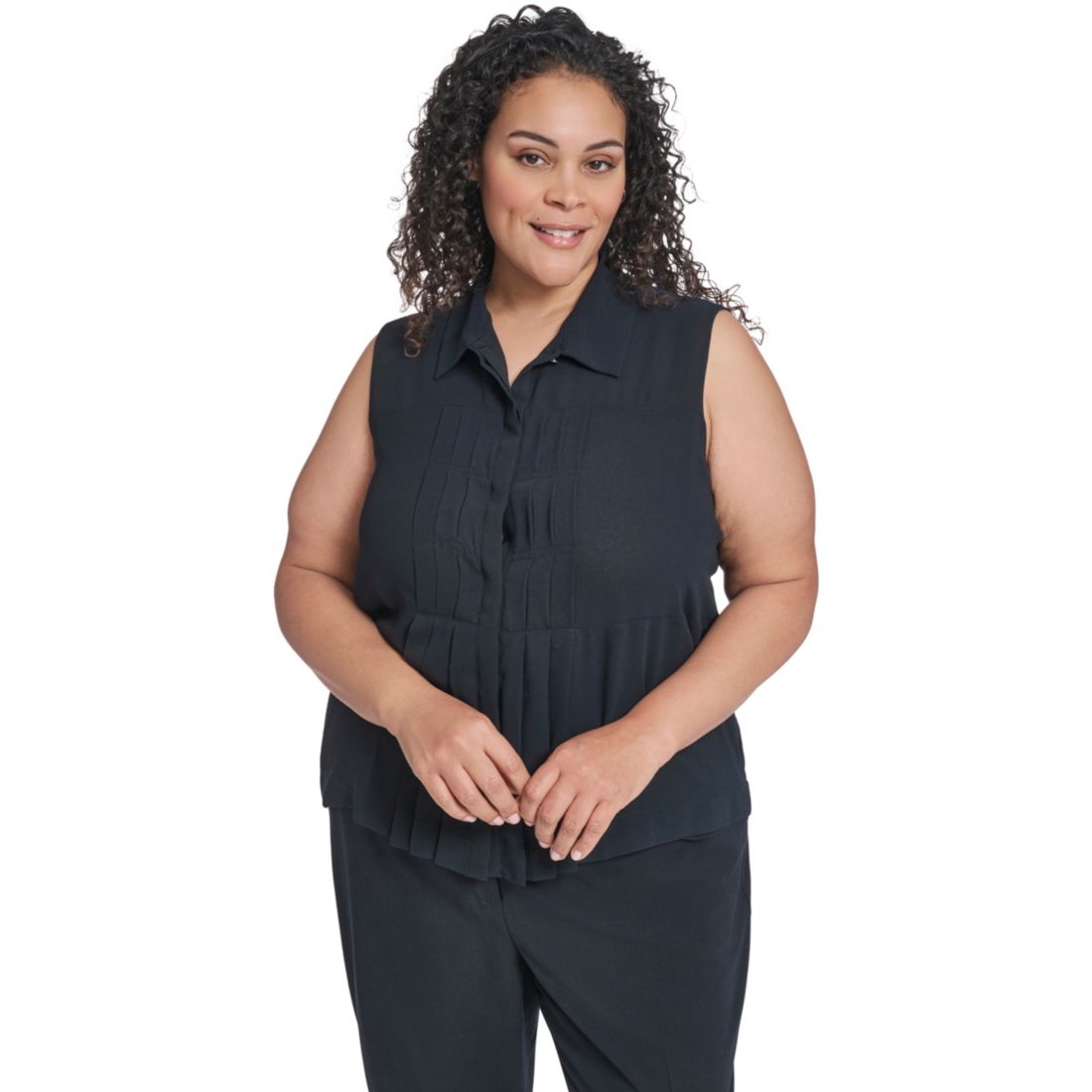 Calvin Klein Plus Size Collared Neck Sleeveless Top