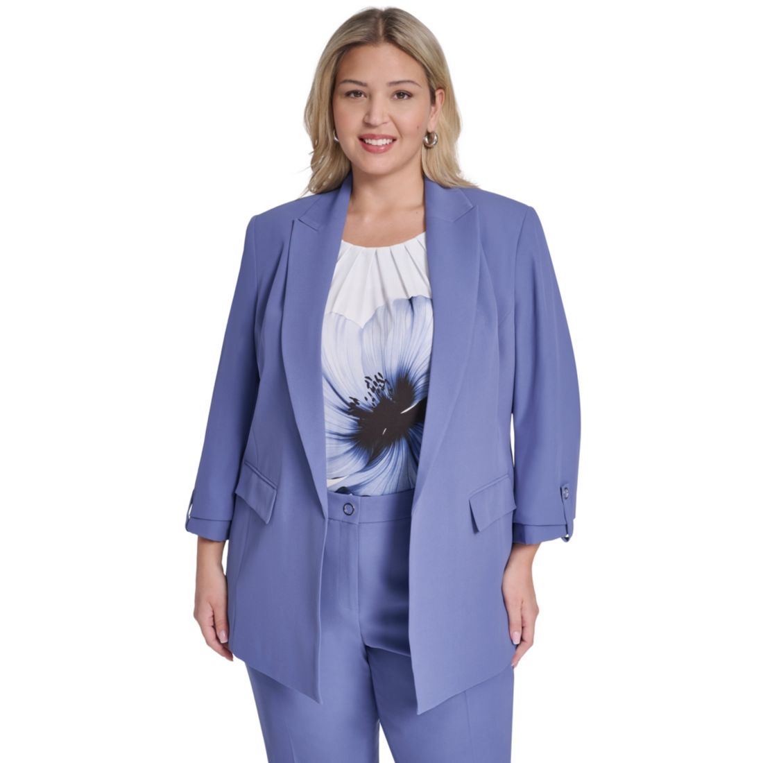 Calvin Klein Plus Size Open Front Notch Collar Jacket
