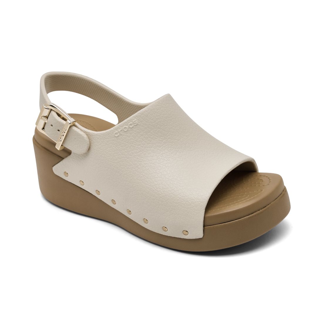 Crocs Women's Dylan Studded Platform Slide Sandals from Finish Line - Frappe, Sepia