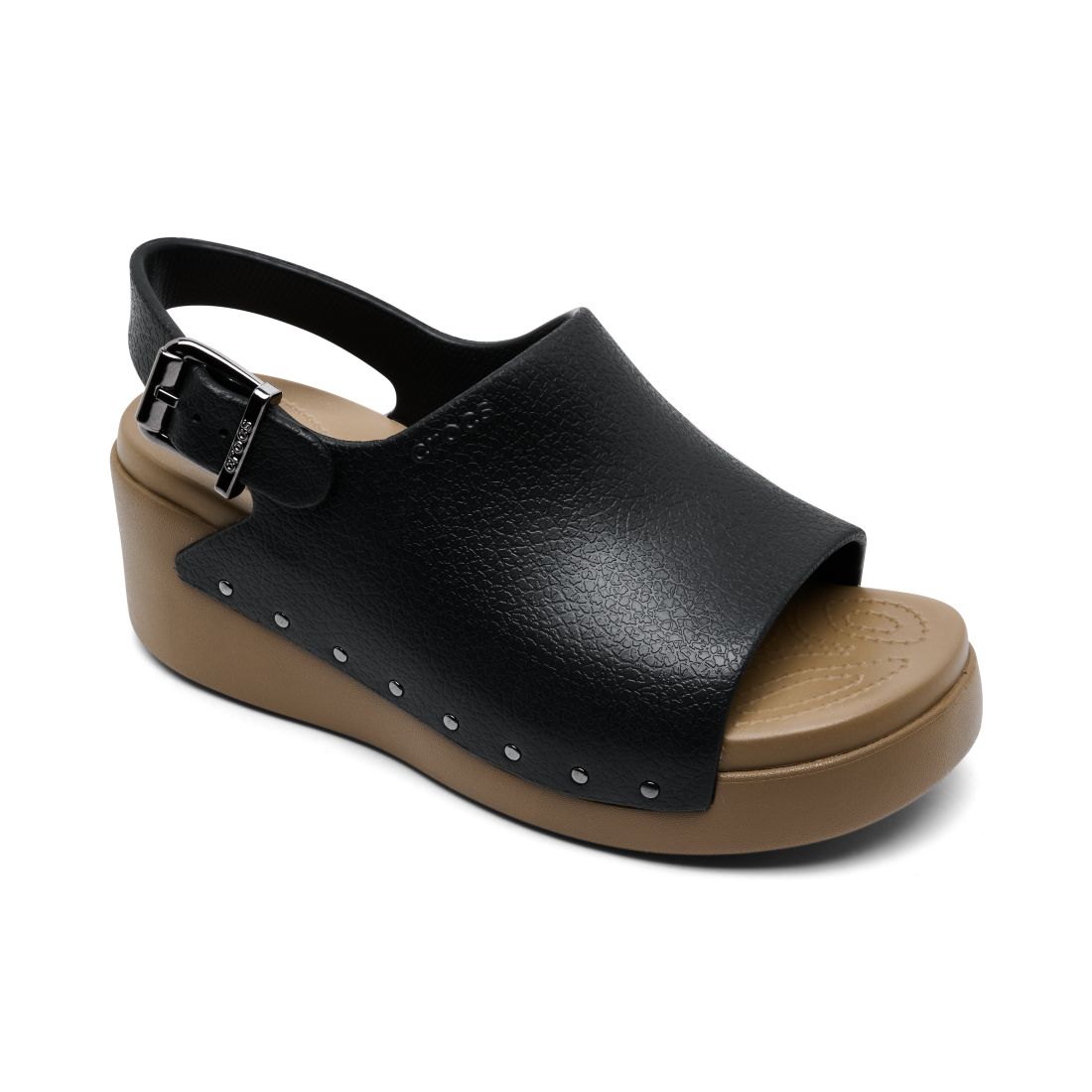 Crocs Women's Dylan Studded Platform Slide Sandals from Finish Line - Black, Sepia Studded